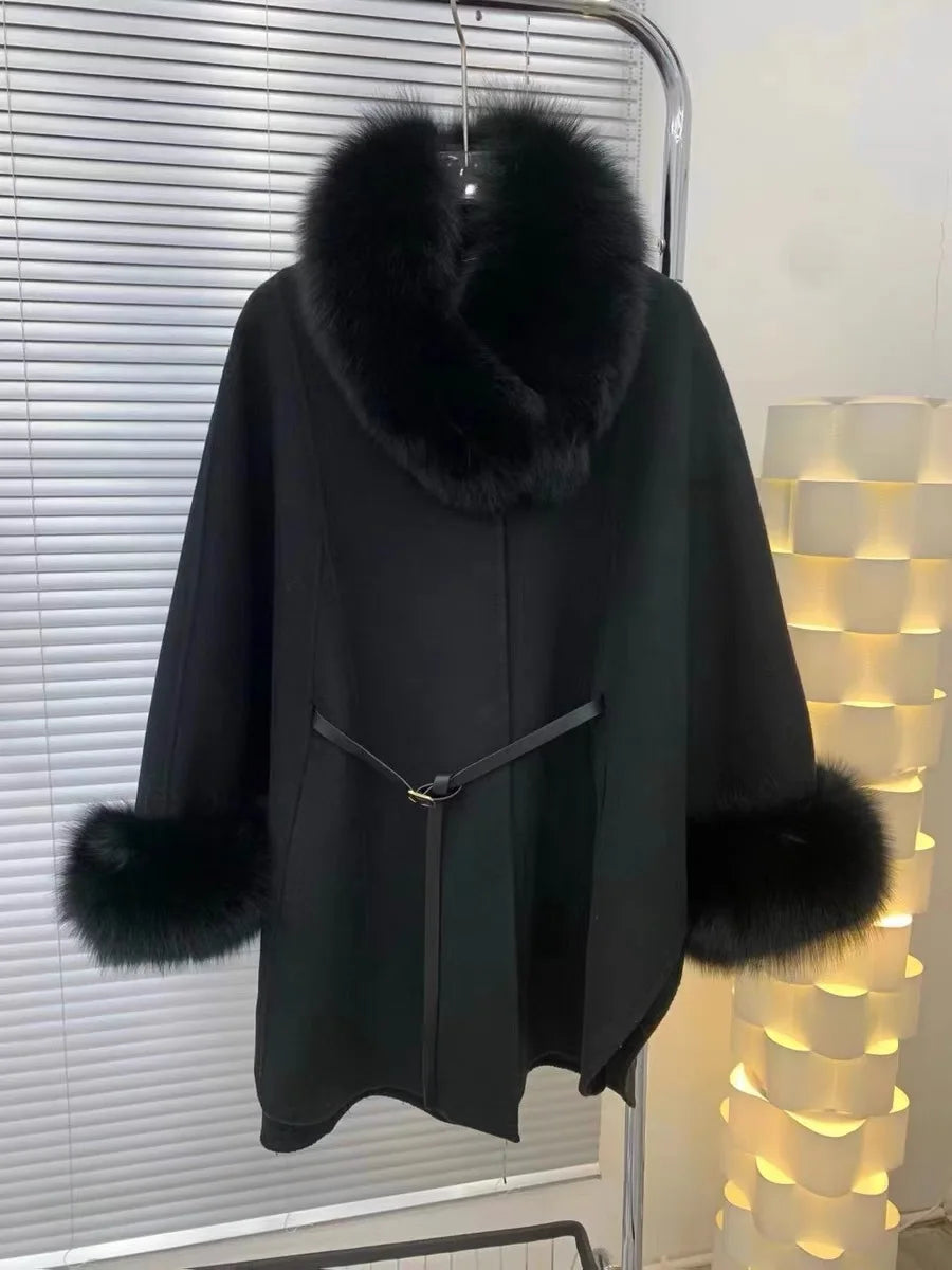 Poly Kürklü Ceket - Siyah