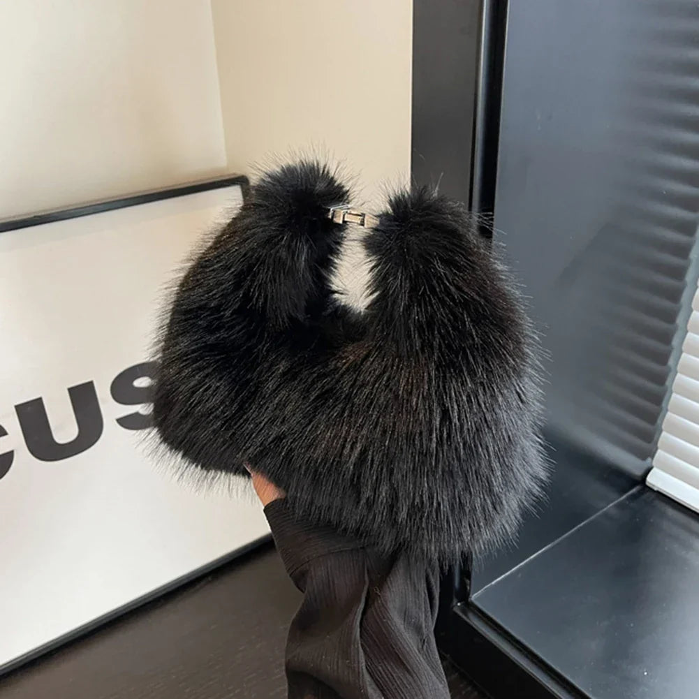 Fox Peluş Kürk Çanta - Siyah
