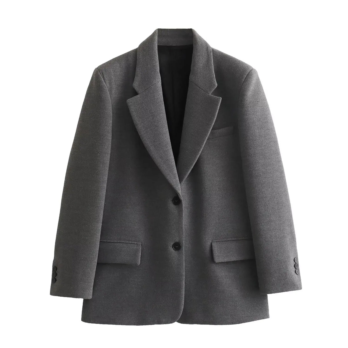 Oversize Yünlü Blazer - Gri