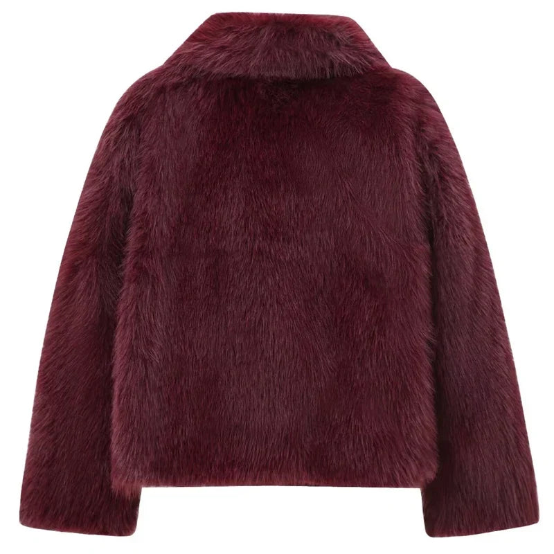 Kürk Ceket - Bordo - 3. görünüm
