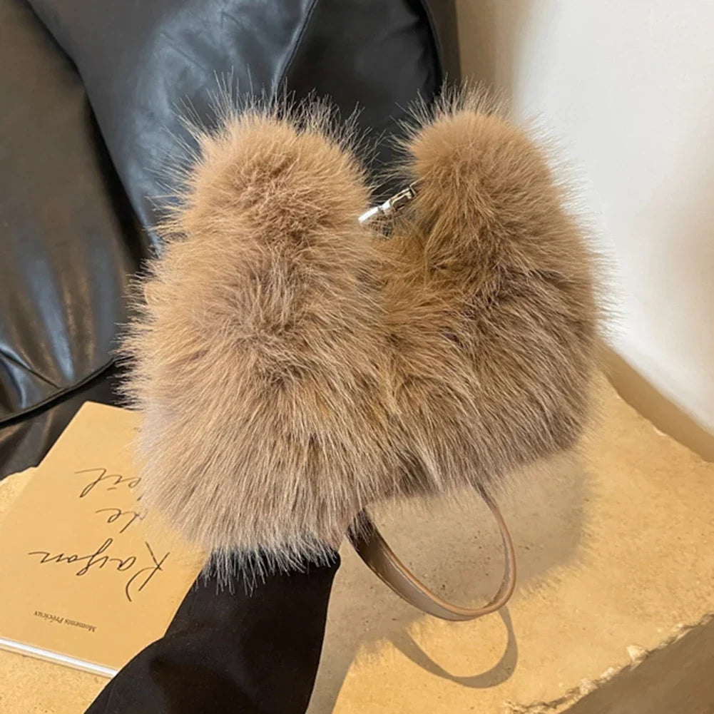 Fox Peluş Kürk Çanta - Bej