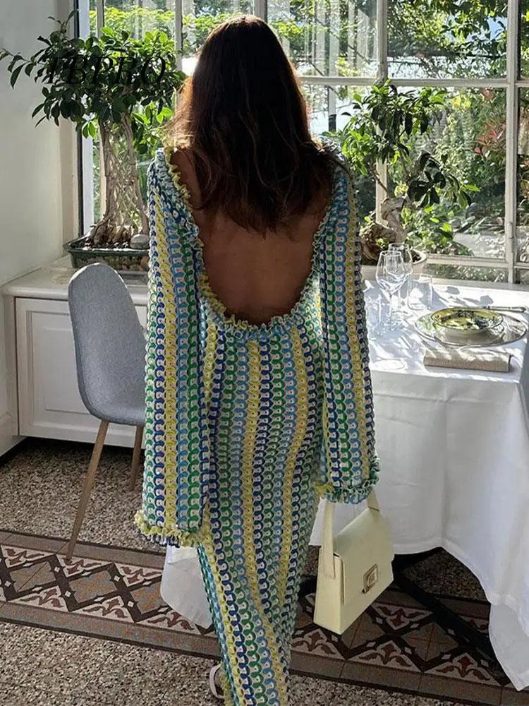 Joy Desenli Triko Maxi Elbise - 2. görünüm