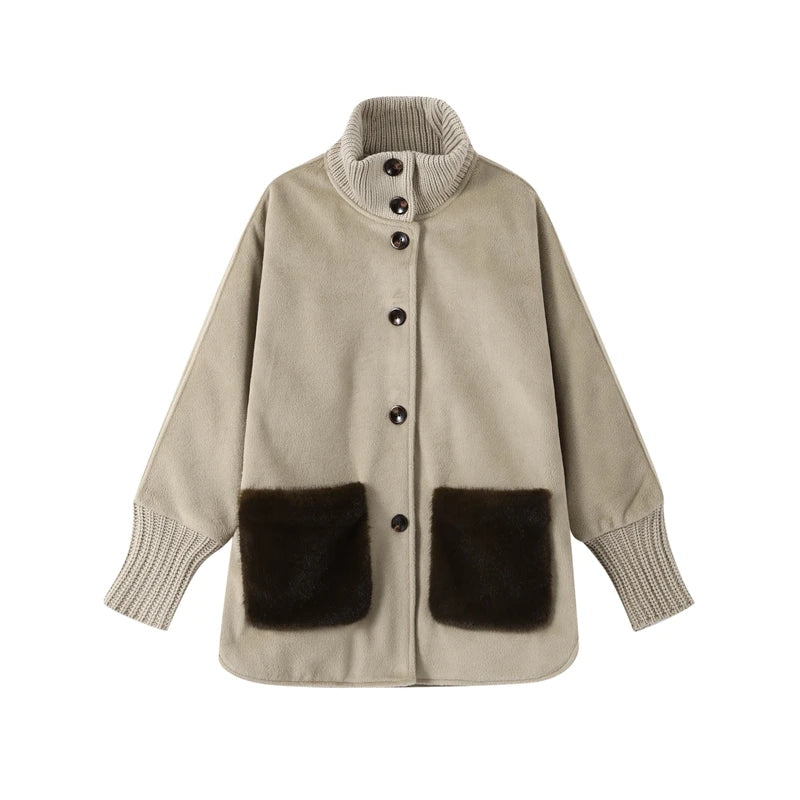 Hills Kürk Cepli Oversize Hırka - Bej