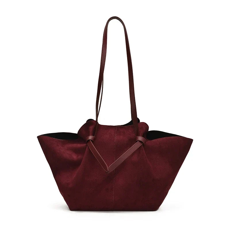 Fiora Süet Omuz Çantası - Bordo
