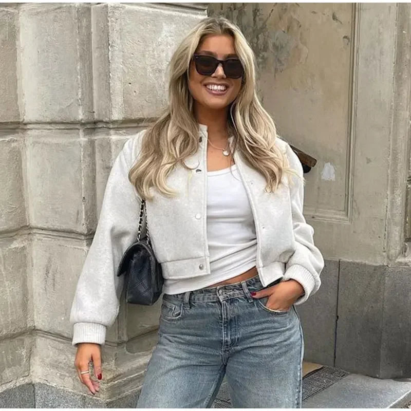 Velora Crop Ceket - Ten Rengi