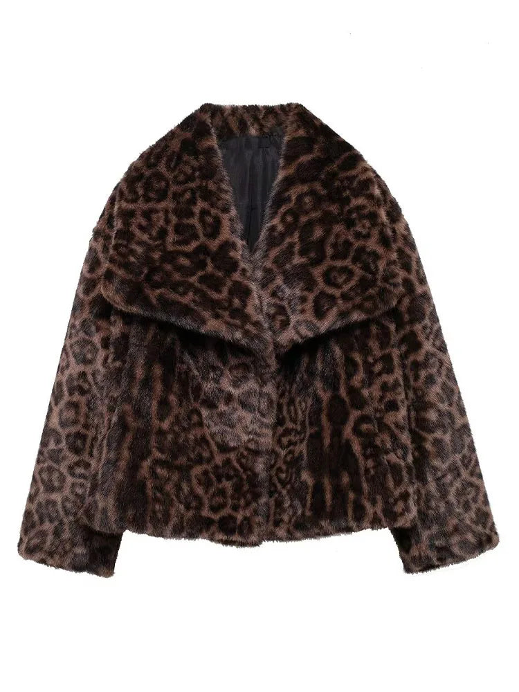Marlow Leopar Desenli Kürk Görünümlü Mont - 14. görünüm