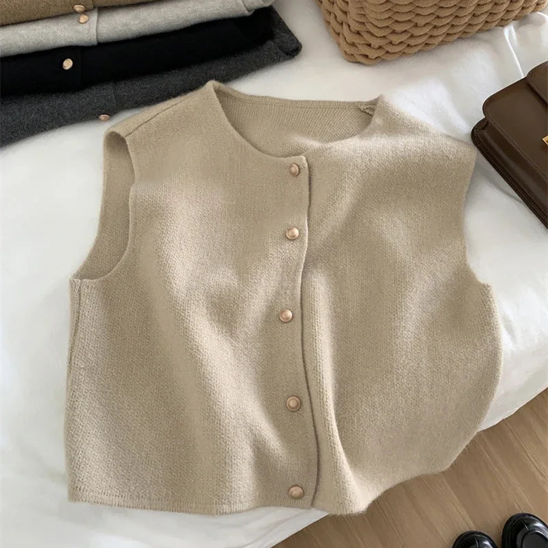 Cozy Düğmeli Kısa Hırka - Krem