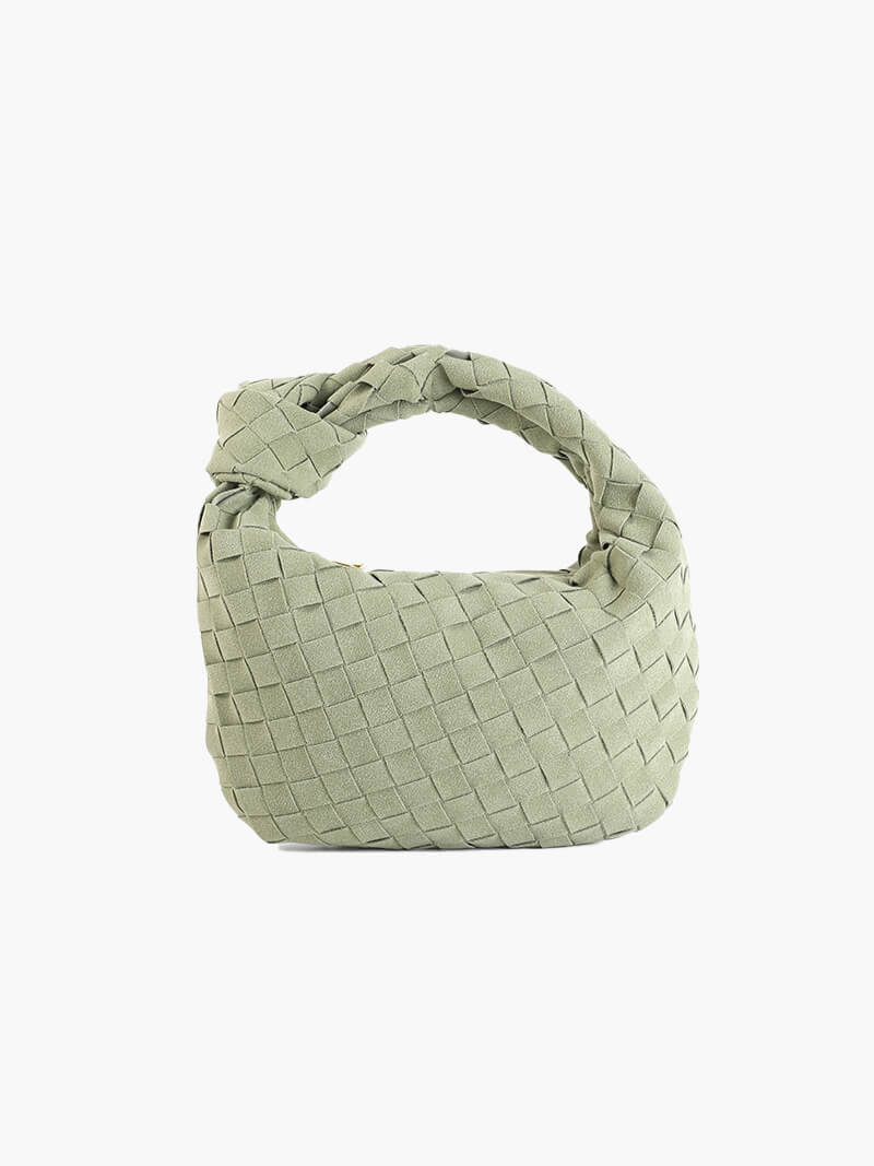 Woven Mini Premium Süet Çanta - Zeytin Yeşili