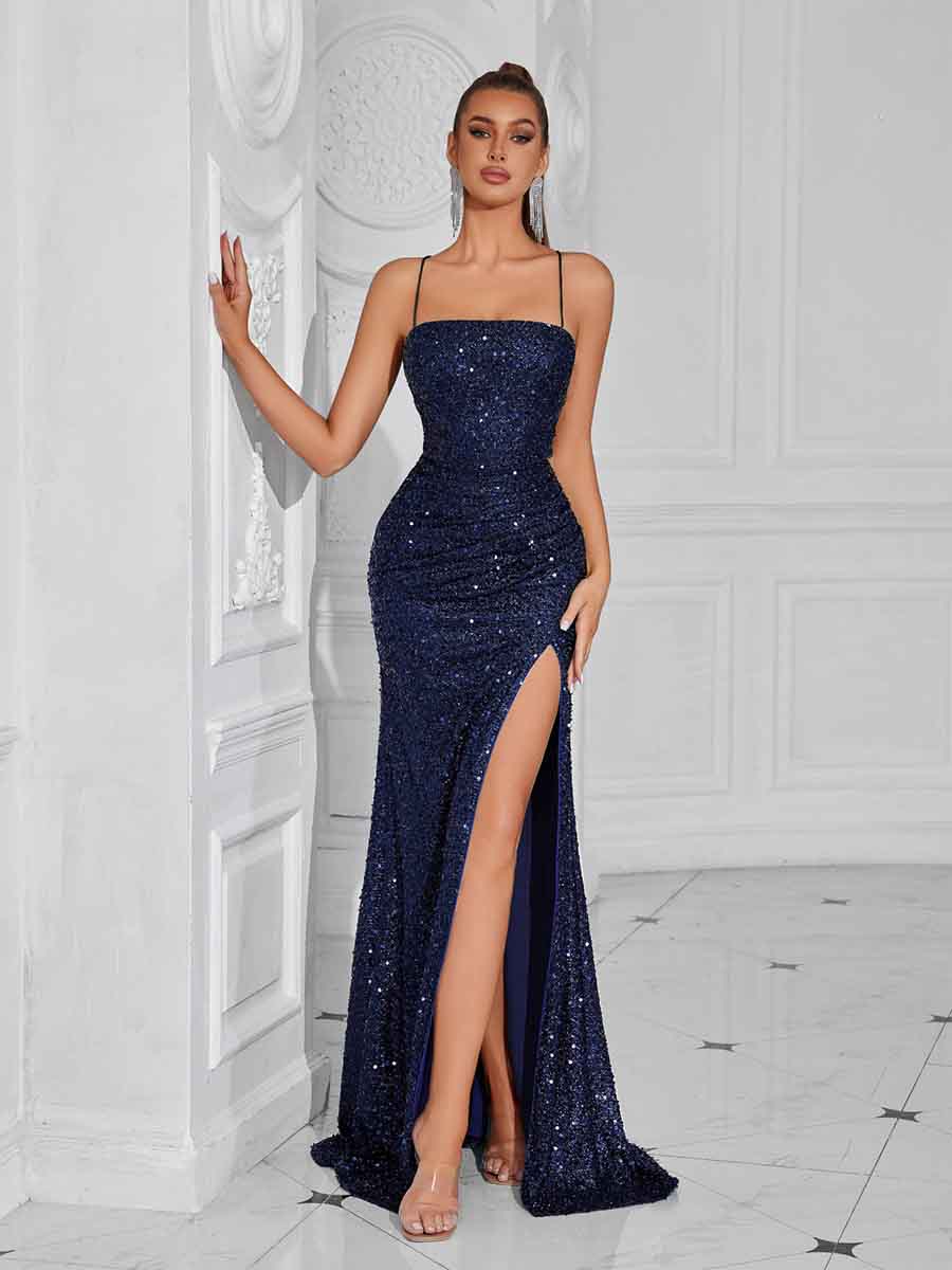 Mazarine Bağcıklı Sırtı Açık Maxi Elbise - 5. görünüm