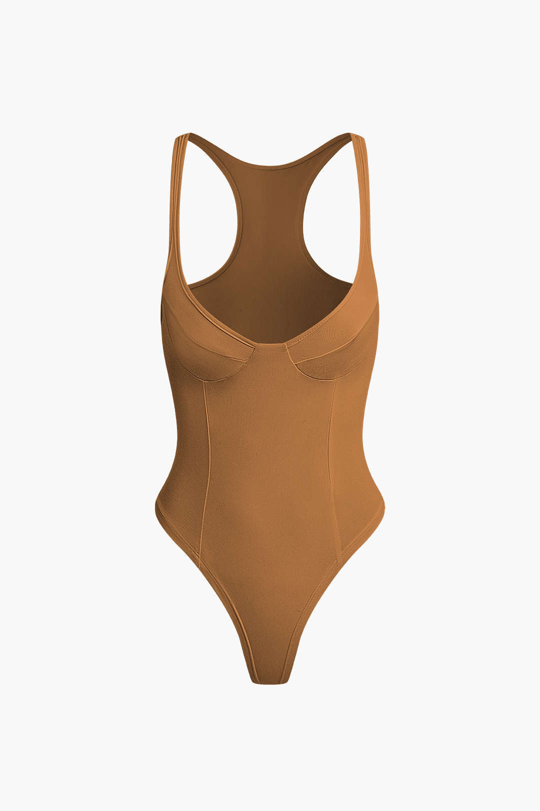 Düz Renk Derin V Yaka Bustiyer Bodysuit - 7. görünüm