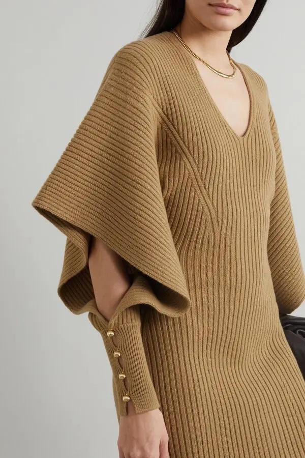 Alberta Cut-Out Batwing Kol Midi Triko Elbise - 13. görünüm