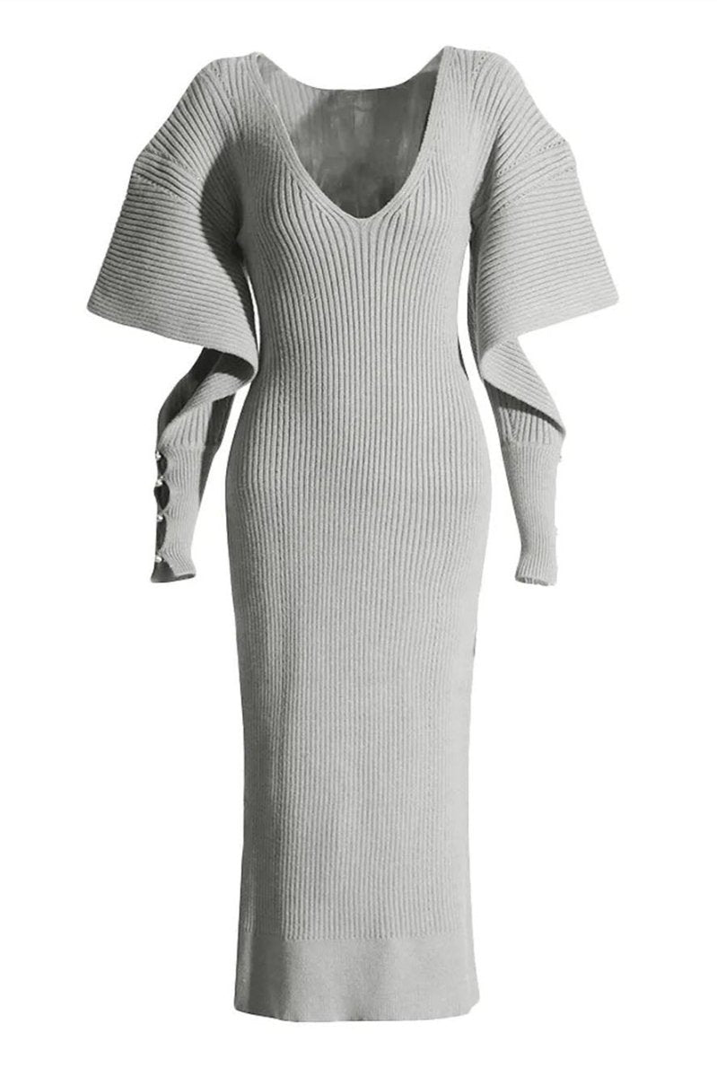 Alberta Cut-Out Batwing Kol Midi Triko Elbise - 6. görünüm