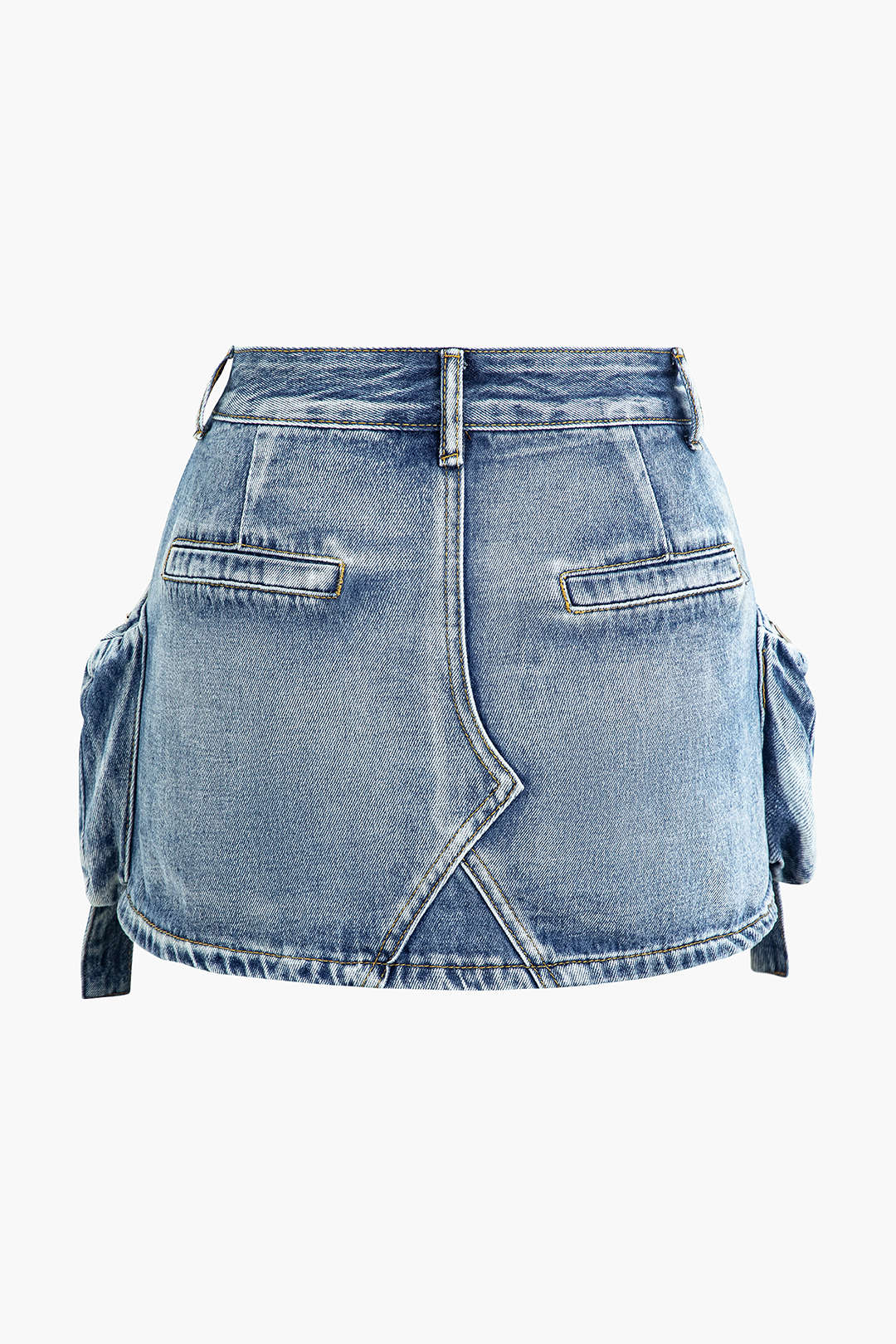 Soluk Cepli Denim Mini Etek - 2. görünüm