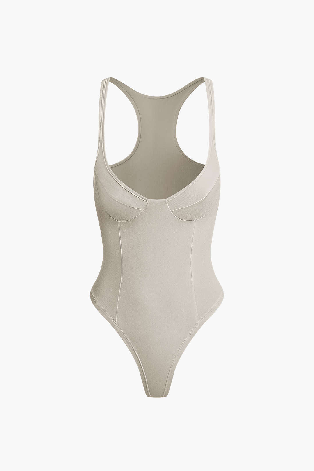 Düz Renk Derin V Yaka Bustiyer Bodysuit - 25. görünüm