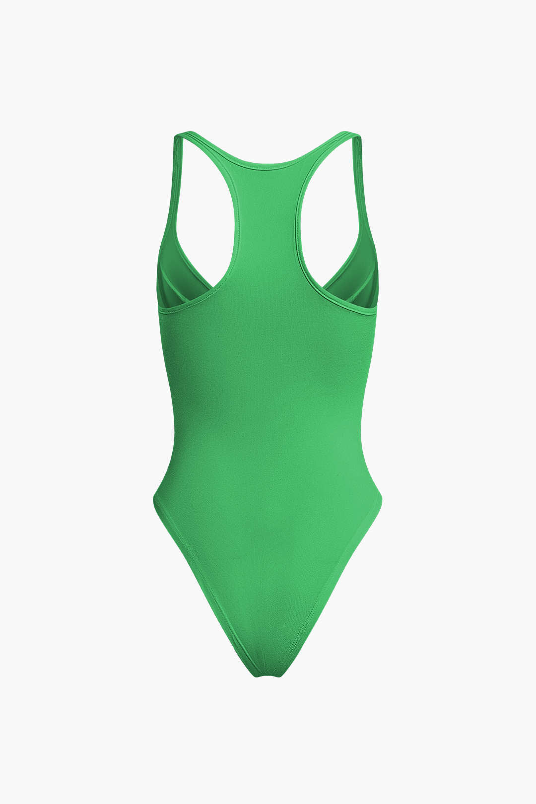 Düz Renk Derin V Yaka Bustiyer Bodysuit - Koyu Yeşil