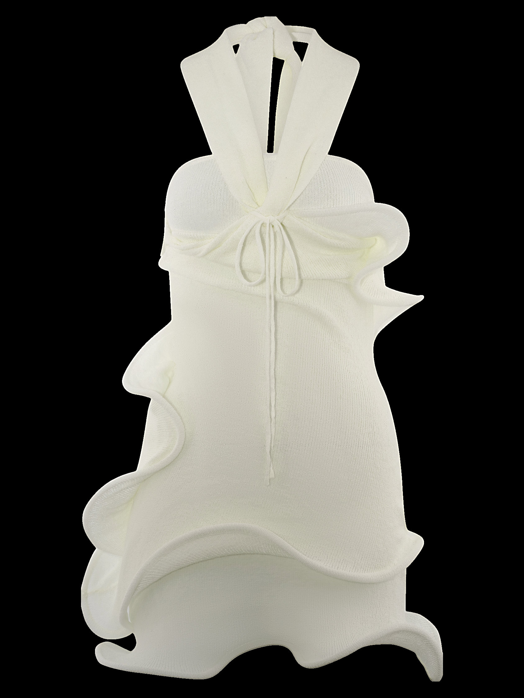 Caprice Beyaz Halter Yaka Triko Mini Elbise