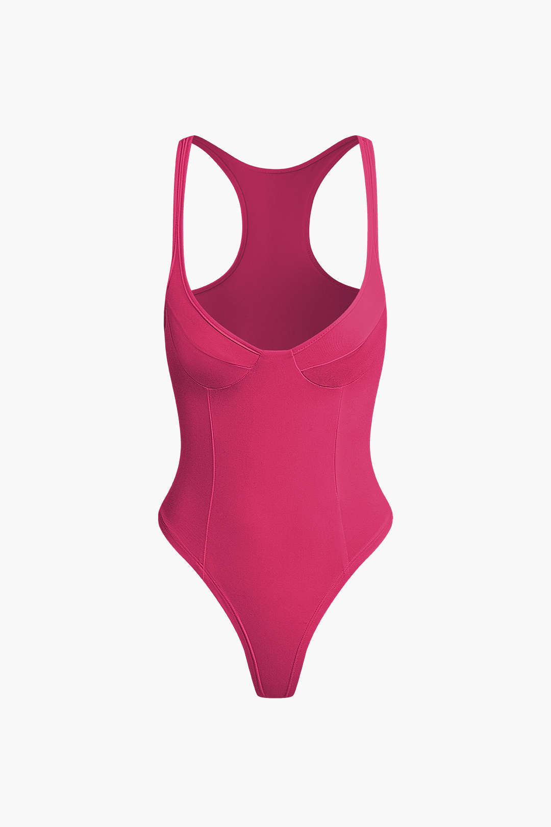 Düz Renk Derin V Yaka Bustiyer Bodysuit - 19. görünüm