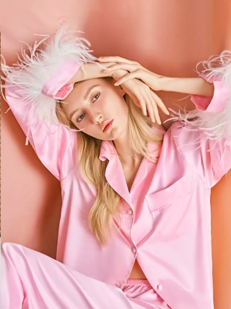 Estella Tüylü Salon Takımı - Pembe