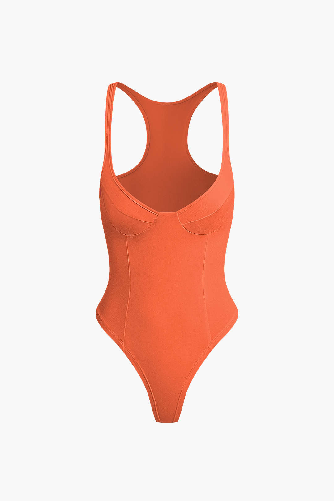 Düz Renk Derin V Yaka Bustiyer Bodysuit - 16. görünüm
