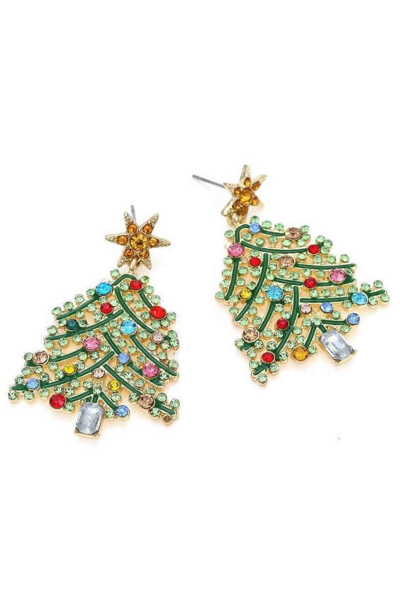 Taşlı Noel Ağacı Damla Küpe - 2. görünüm