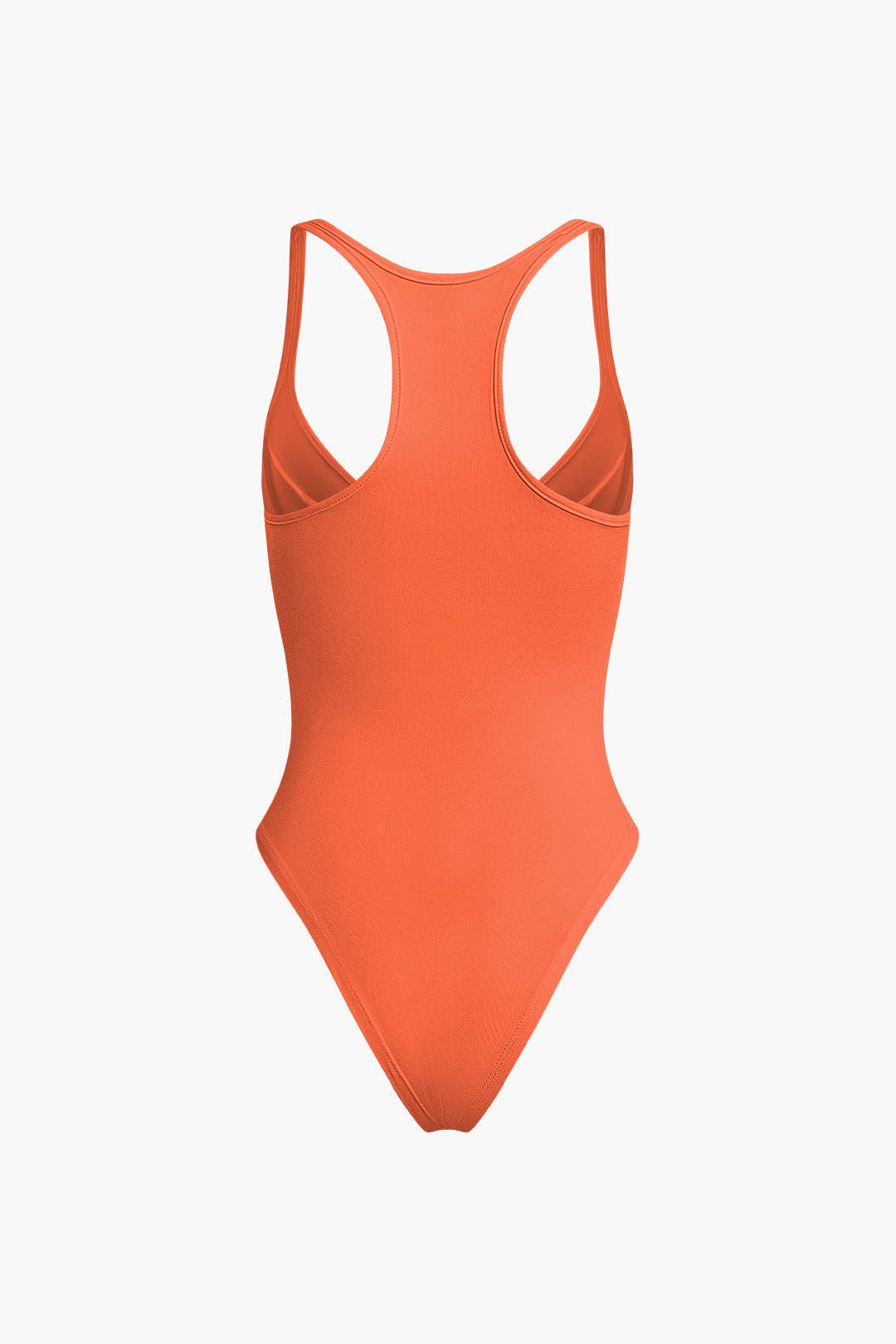 Düz Renk Derin V Yaka Bustiyer Bodysuit - Turuncu