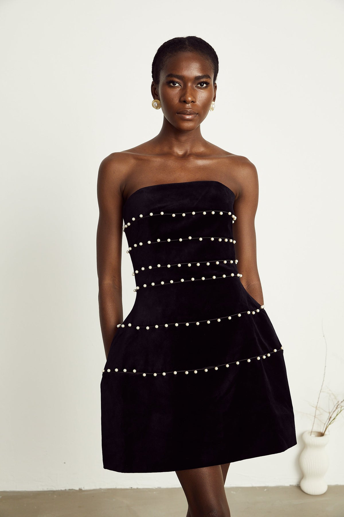 Camille Kadife Mini Elbise - 10. görünüm