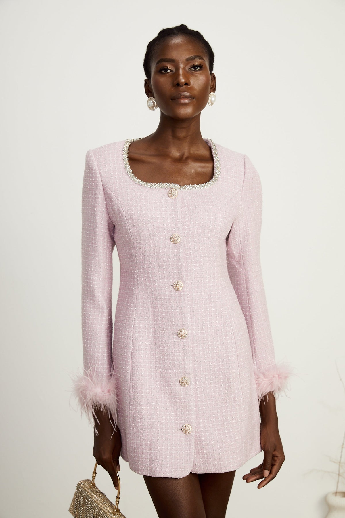 Adèleine Mini Elbise - Pembe