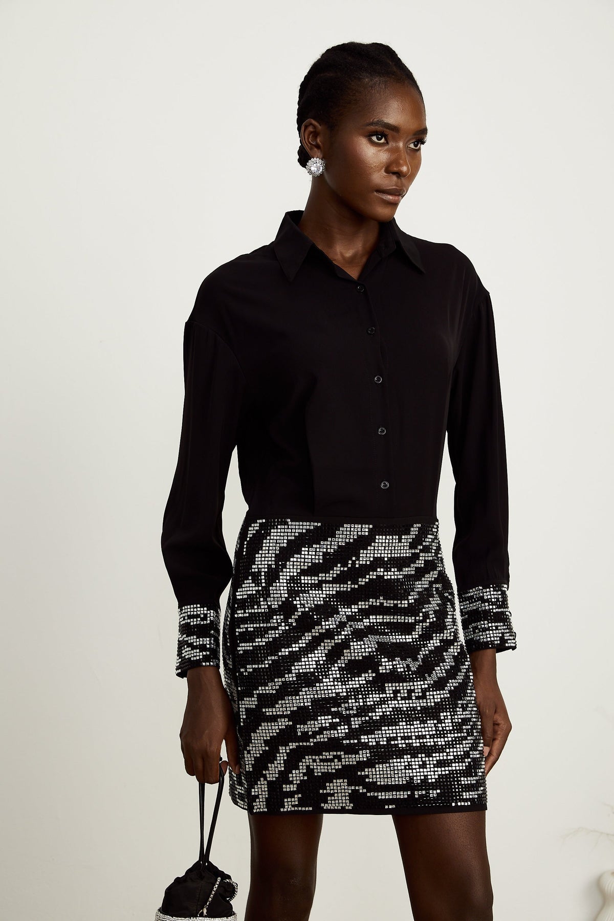Colette Saten Mini Elbise - 7. görünüm
