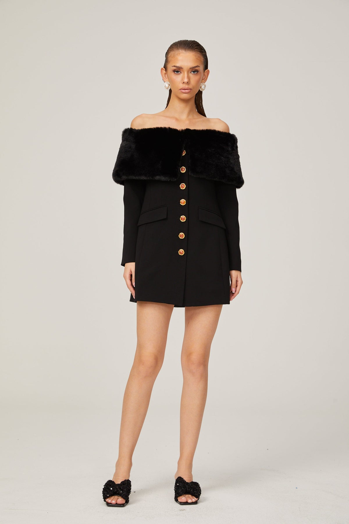 Céline Suni Kürk Mini Elbise - 2. görünüm