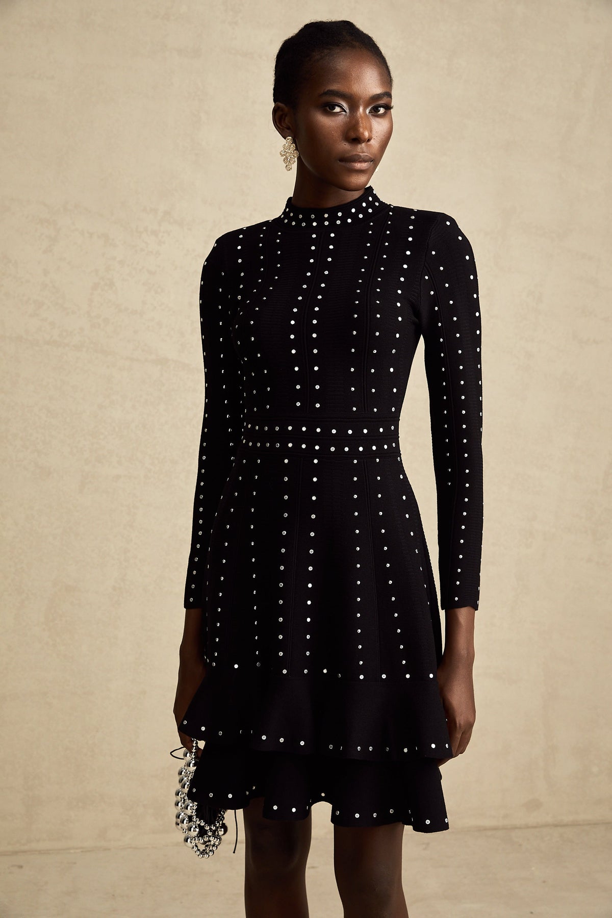 Fabienne Kristal Örgü Mini Elbise