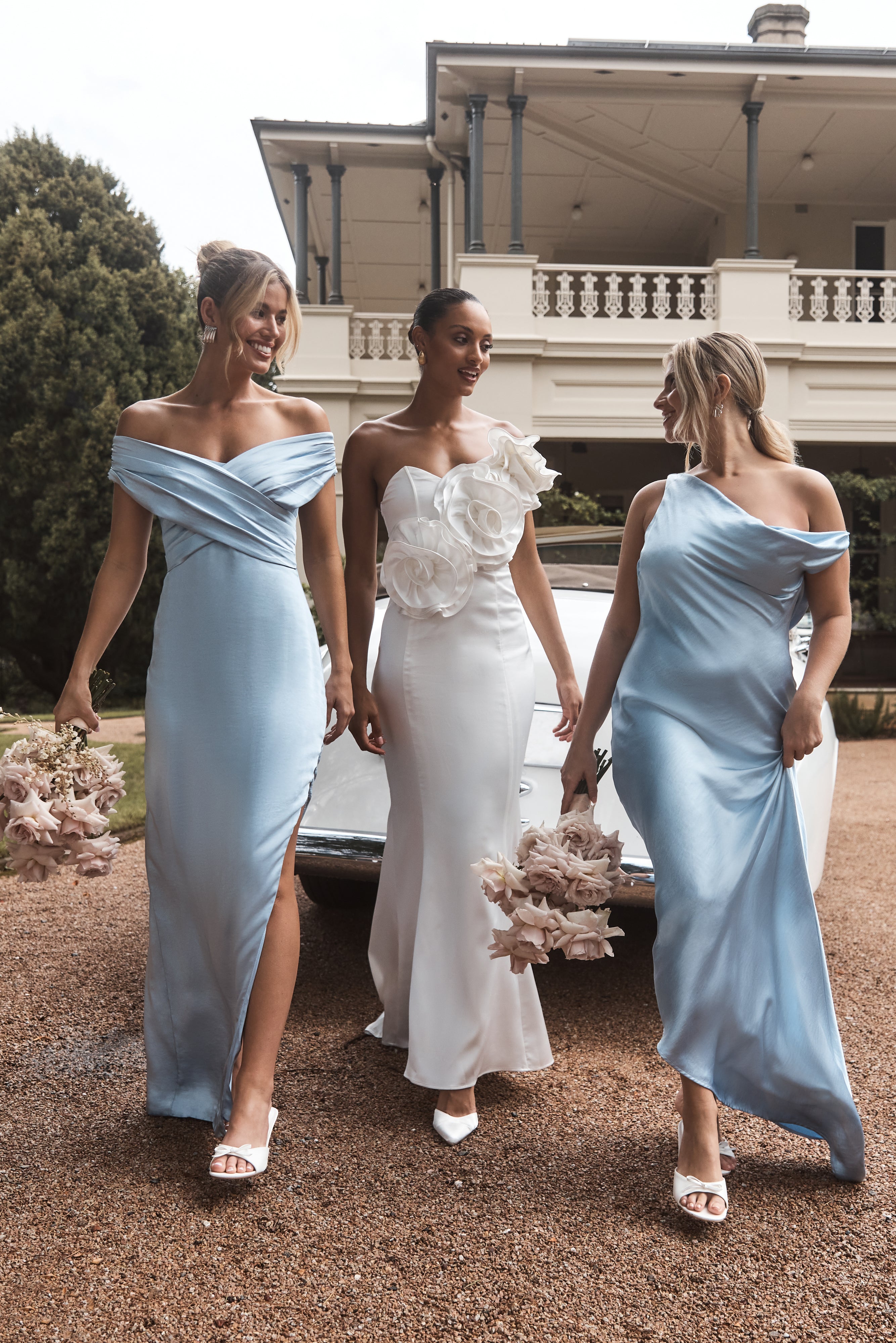 Asimetrik Kenarlı Yvette Slip Maxi Elbise - Peygamber Çiçeği Mavisi