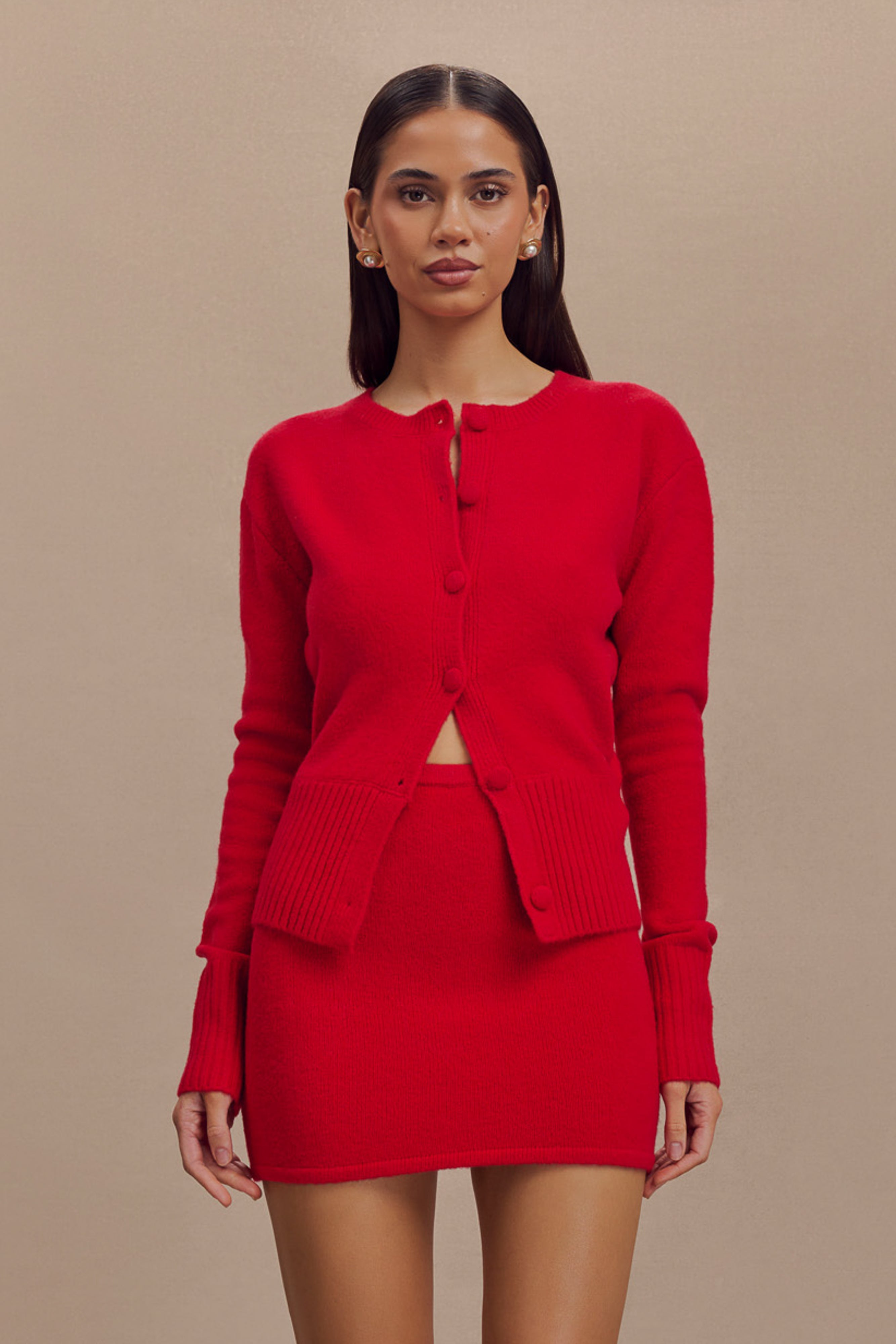 Genevieve Oversize Triko Hırka - Yakut