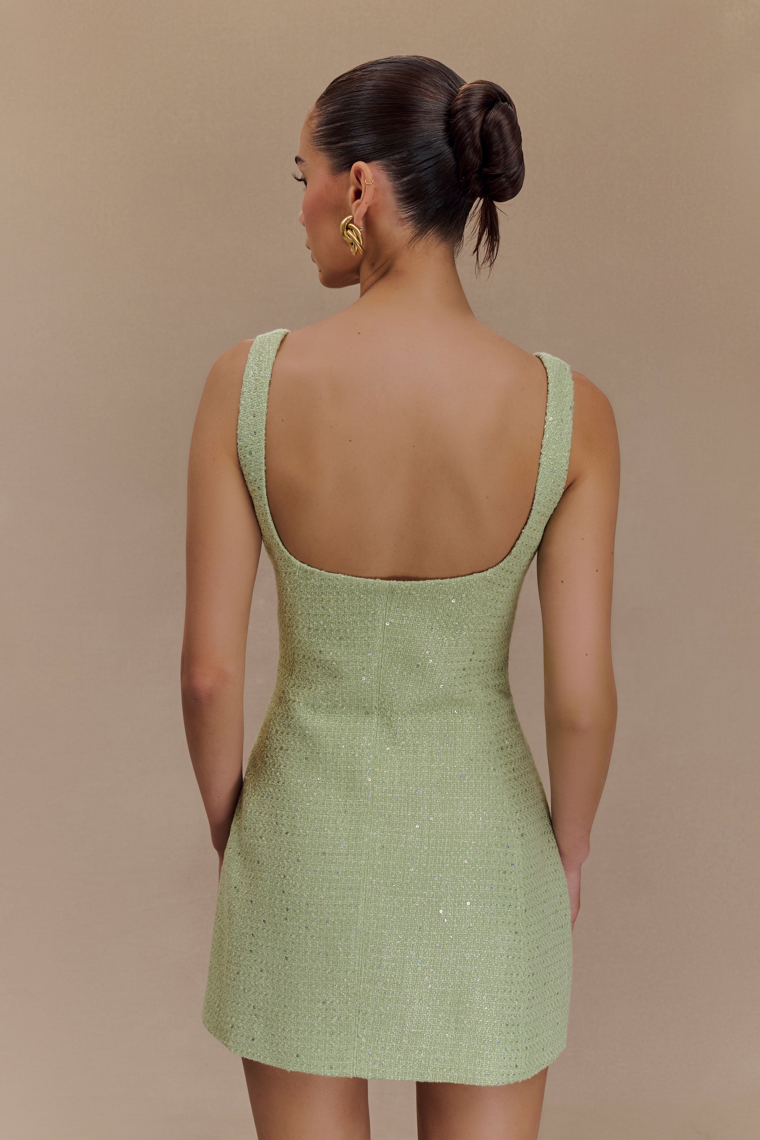 Beth Tüvit Mini Elbise - Pastel Yeşil