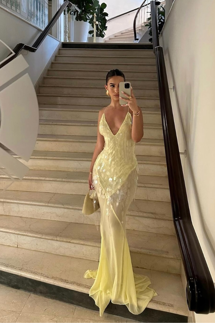Aaliyah | V Yaka Kolsuz Maxi Elbise