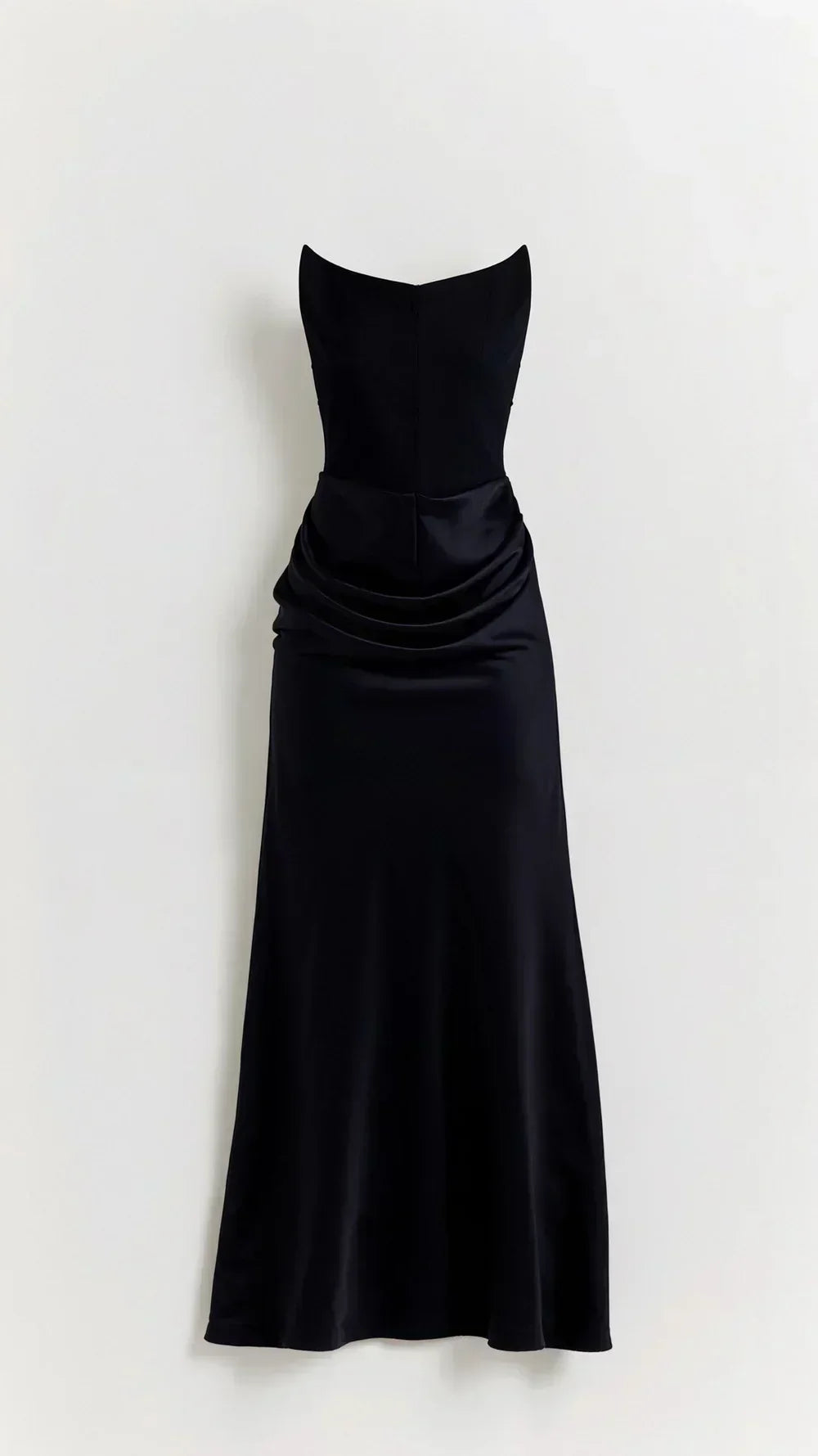 Ophalia Straplez Korsajlı & Drapeli Saten Görünümlü Maksi Elbise