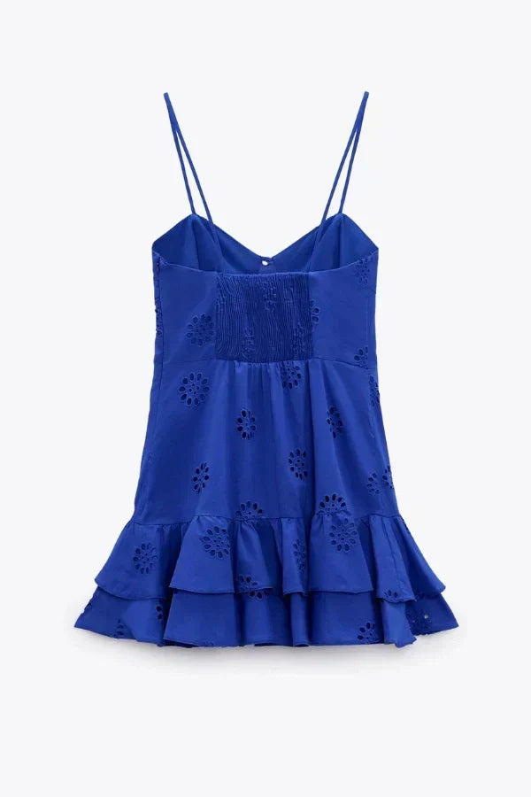 Azure Elegance Kuşgözlü Mini Elbise