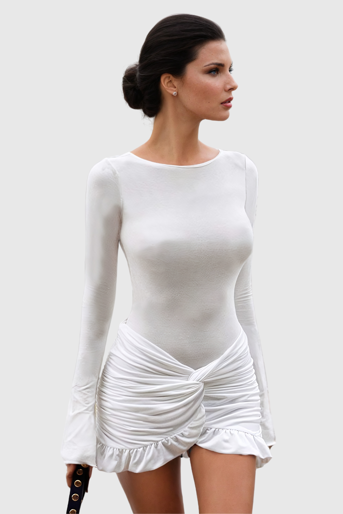 Adalinde Bağcıklı Dantelli Bodycon Mini Elbise - 3. görünüm