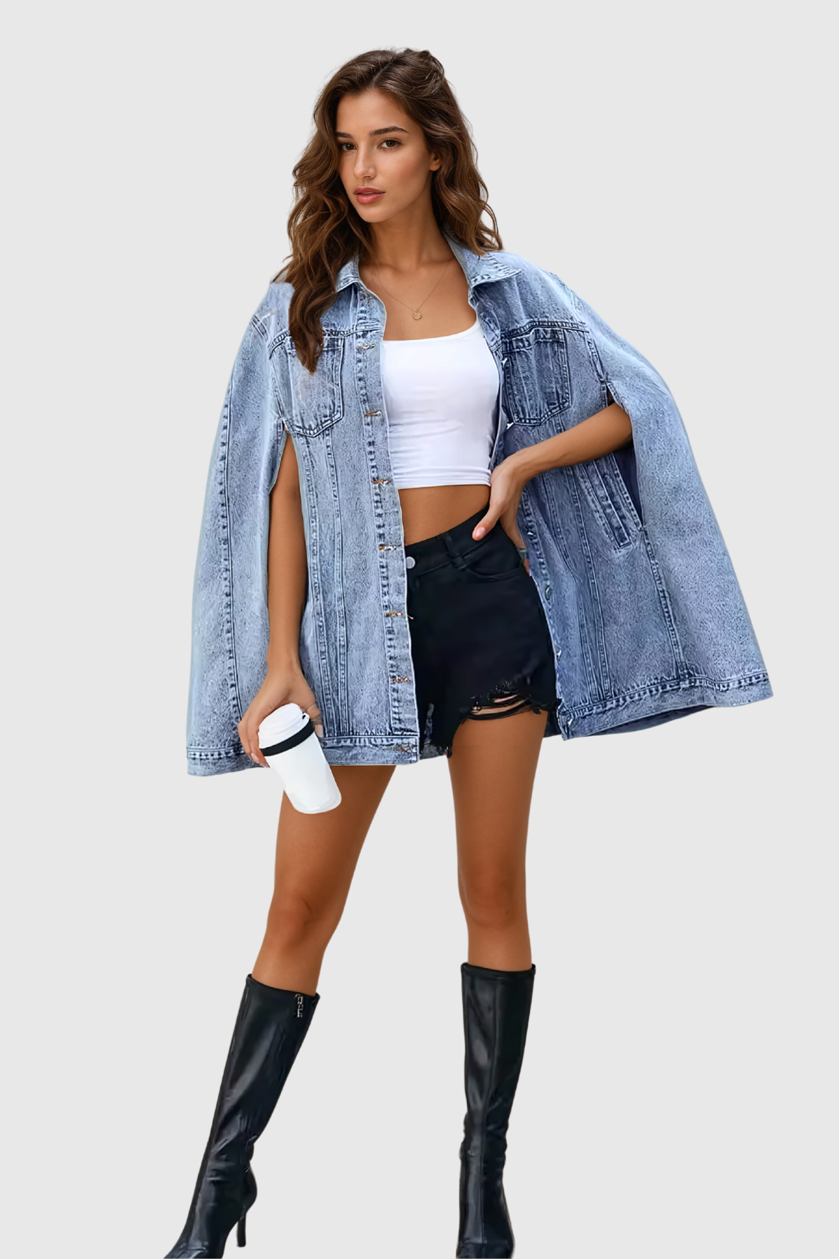 Agrippa Asimetrik Şal Denim Ceket - 3. görünüm