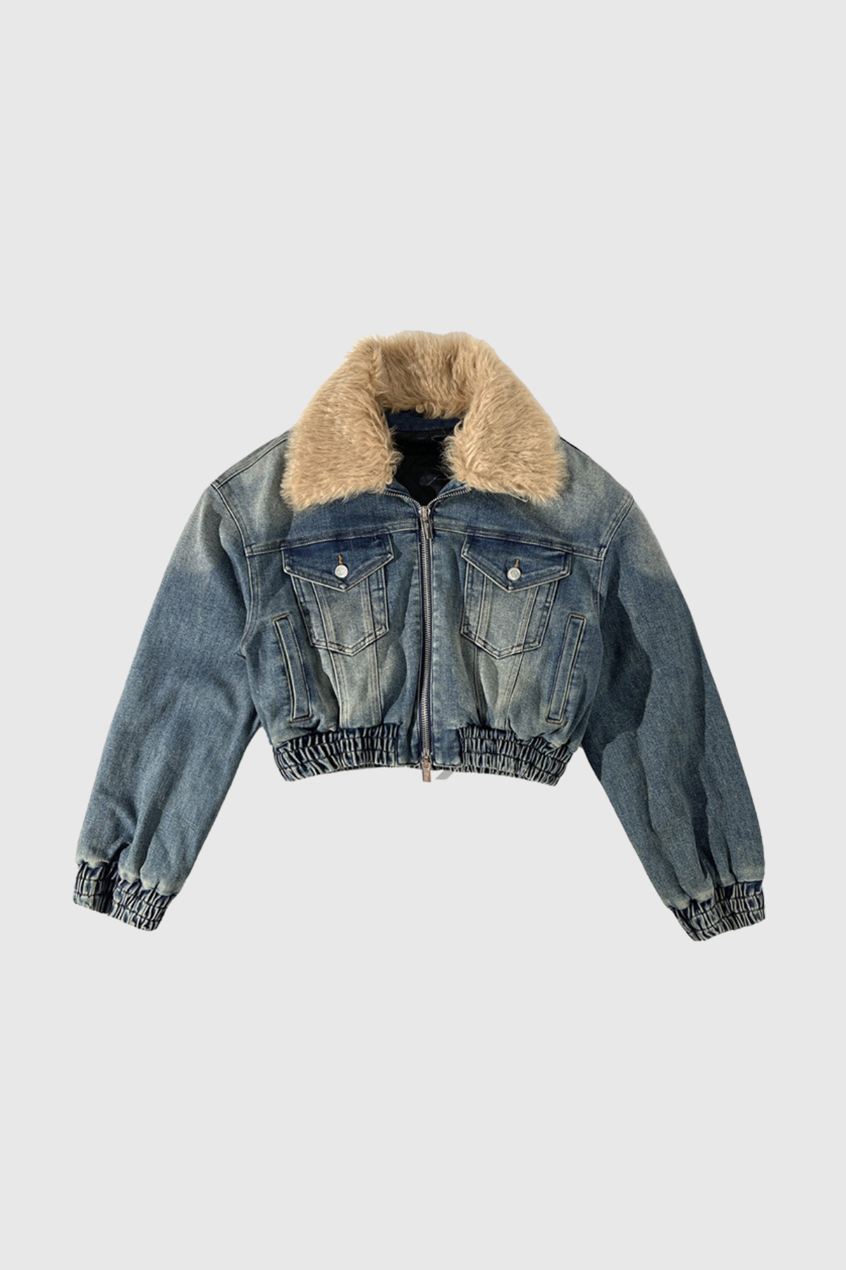 Akuna Kürk Dantelli Cepli Denim Ceket - 5. görünüm