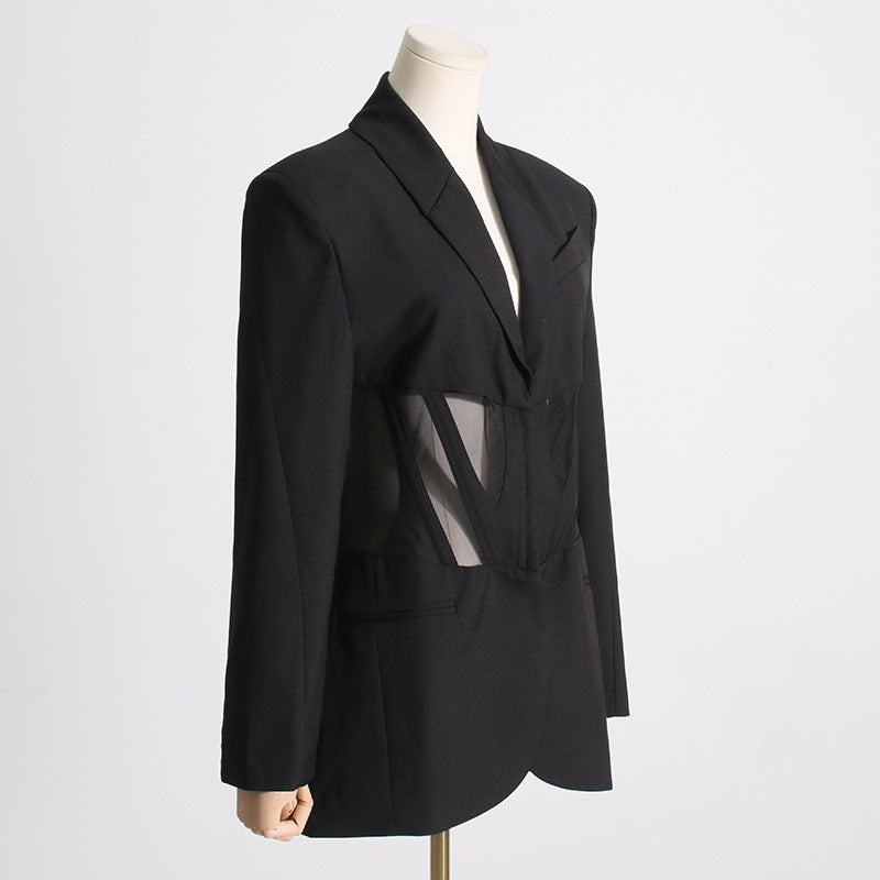 Karina Panel Detaylı Tül Blazer – Siyah - 4. görünüm