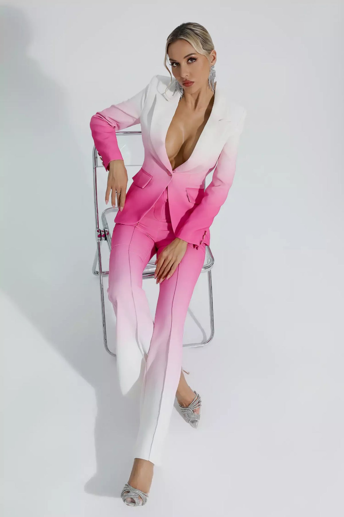 Anya Degrade Pembe Blazer Takım - 3. görünüm