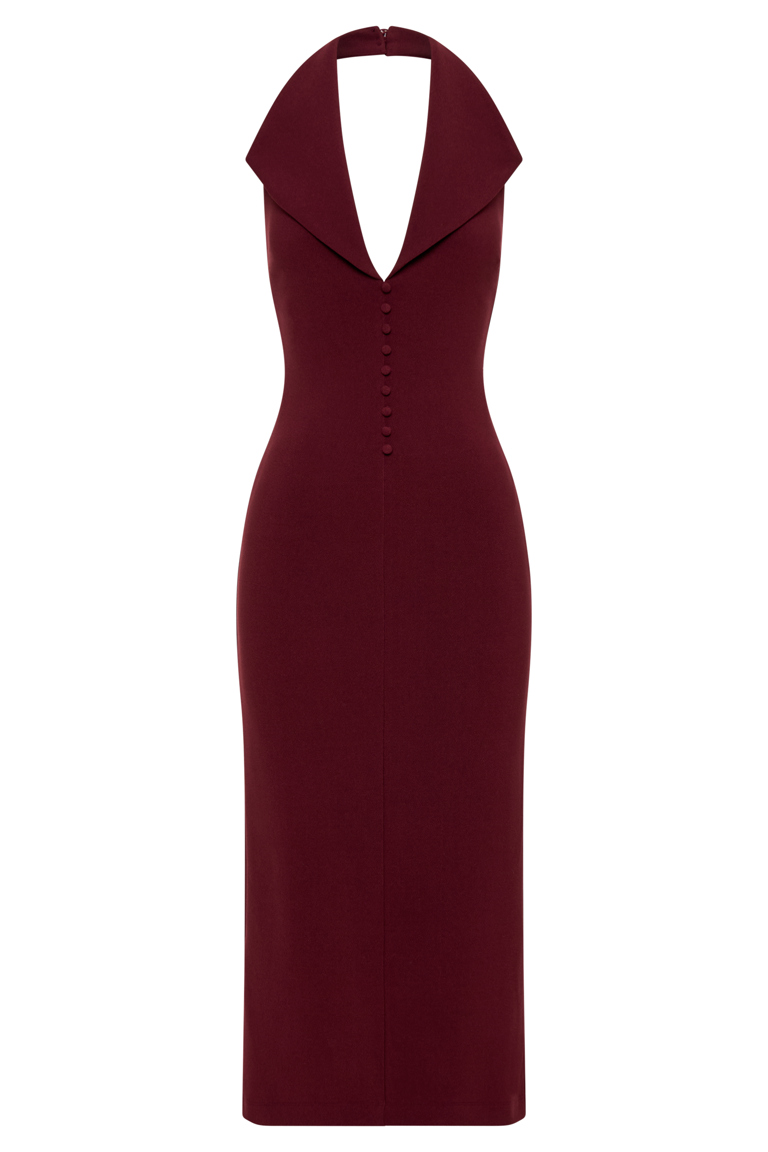 Annita Krep Boyundan Bağlamalı Midi Elbise - Merlot