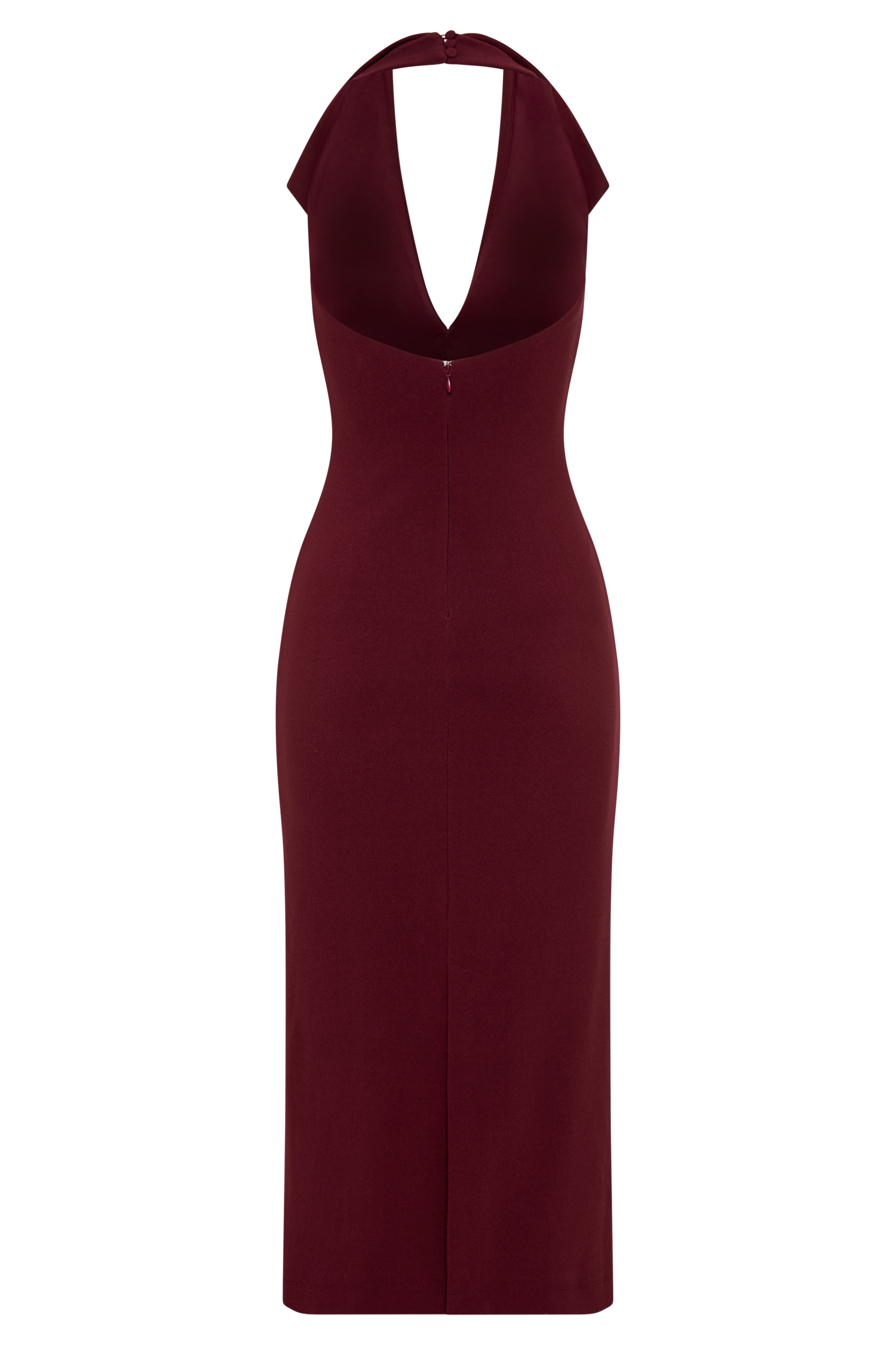 Annita Krep Boyundan Bağlamalı Midi Elbise - Merlot