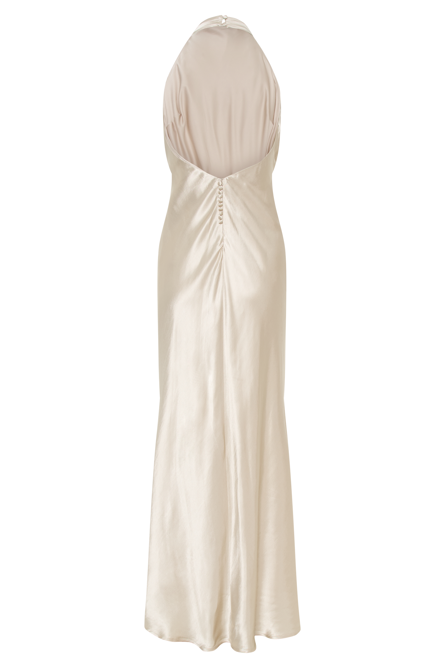 Esther Yanardöner Saten Cowl Maxi Elbise - Altın
