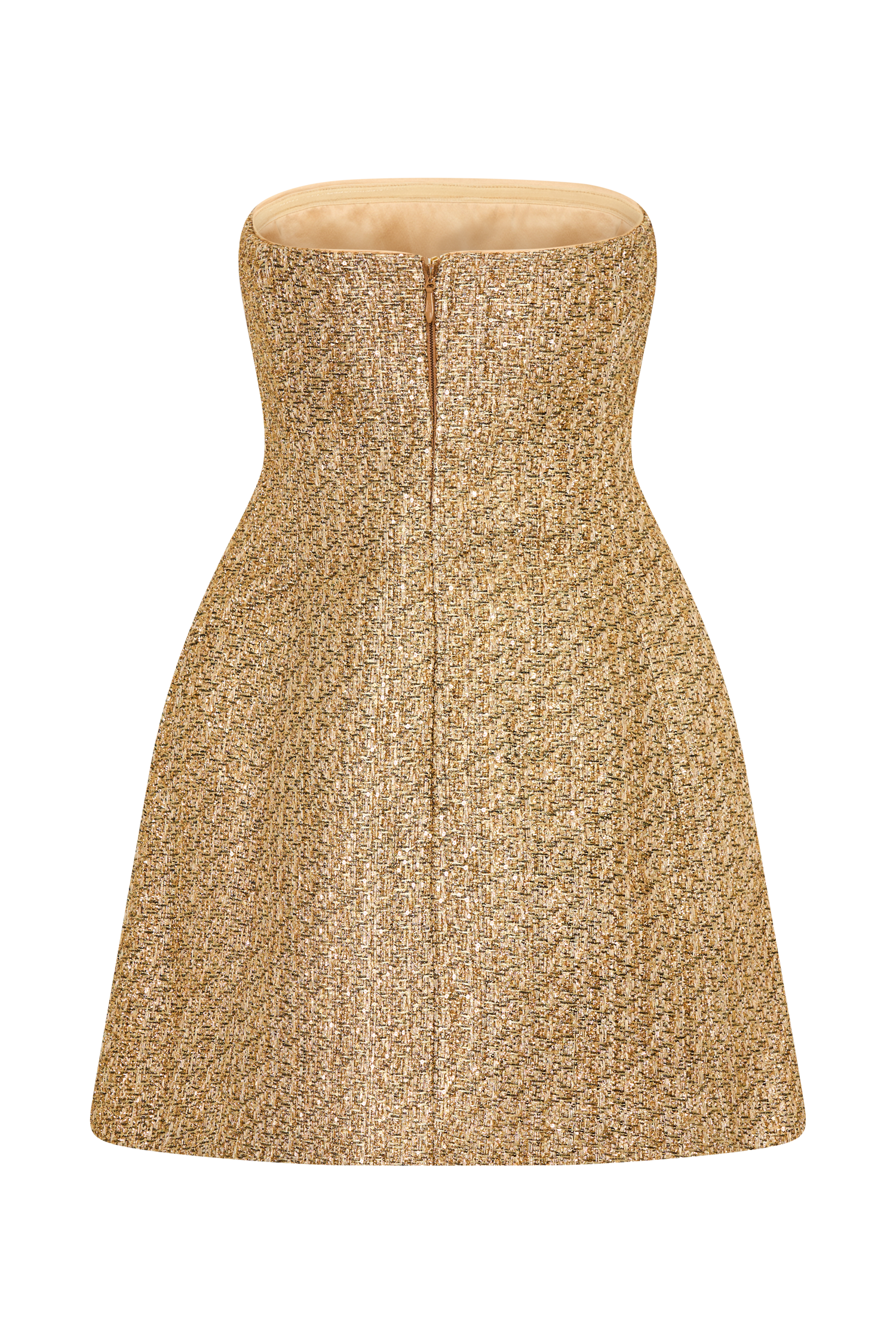 Gala Straplez Tüvit Mini Elbise - Gold