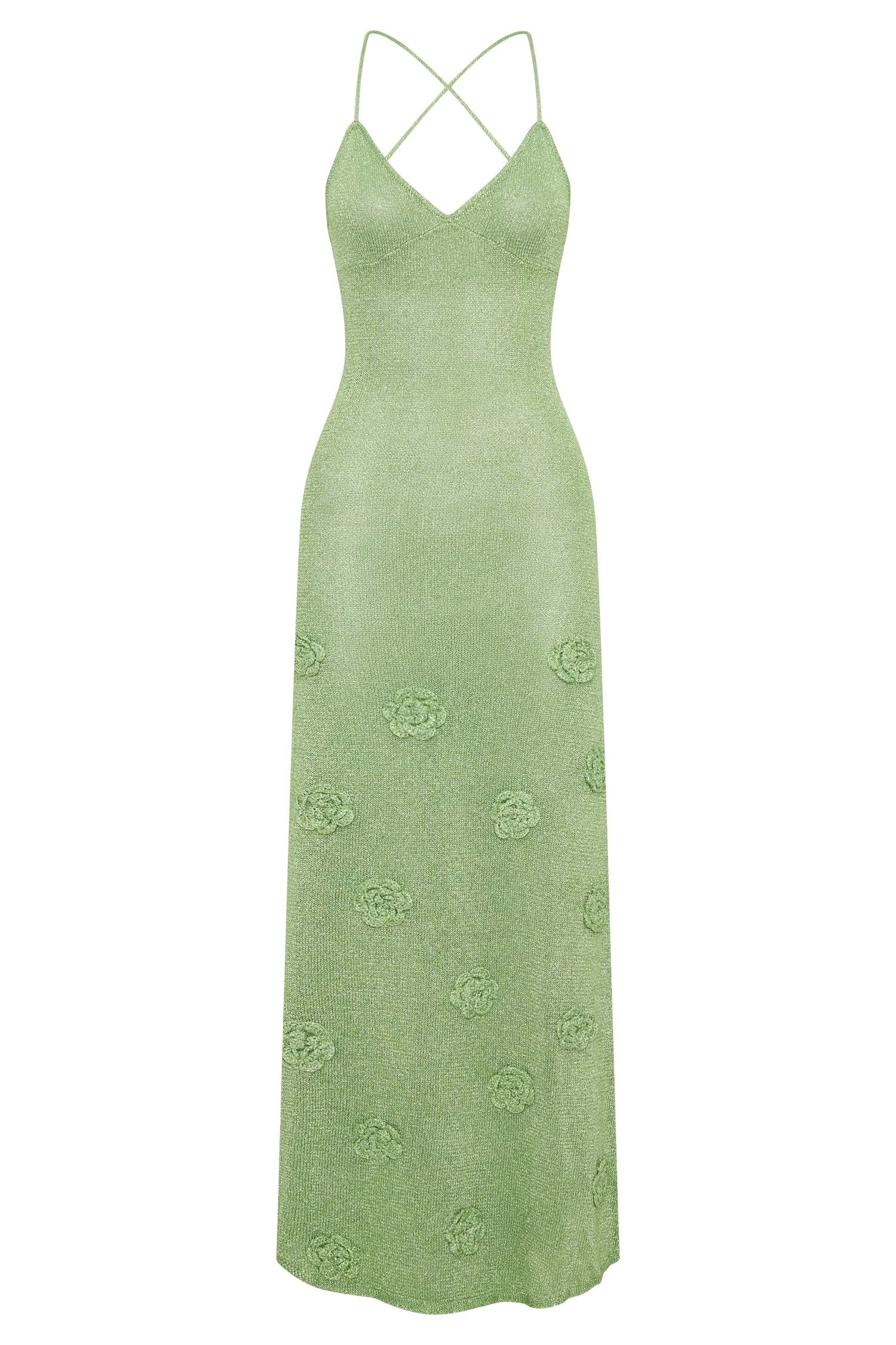 Suki Metalik Örgü Maxi Elbise - Pastel Yeşil