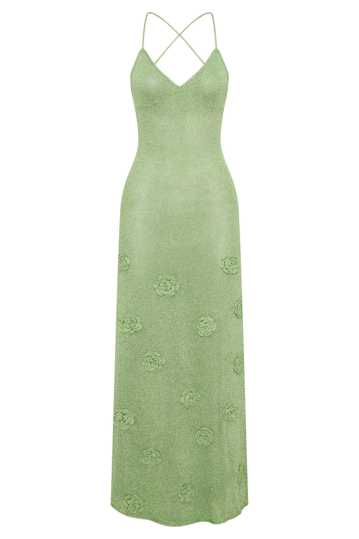 Suki Metalik Örgü Maxi Elbise - Pastel Yeşil - 9. görünüm