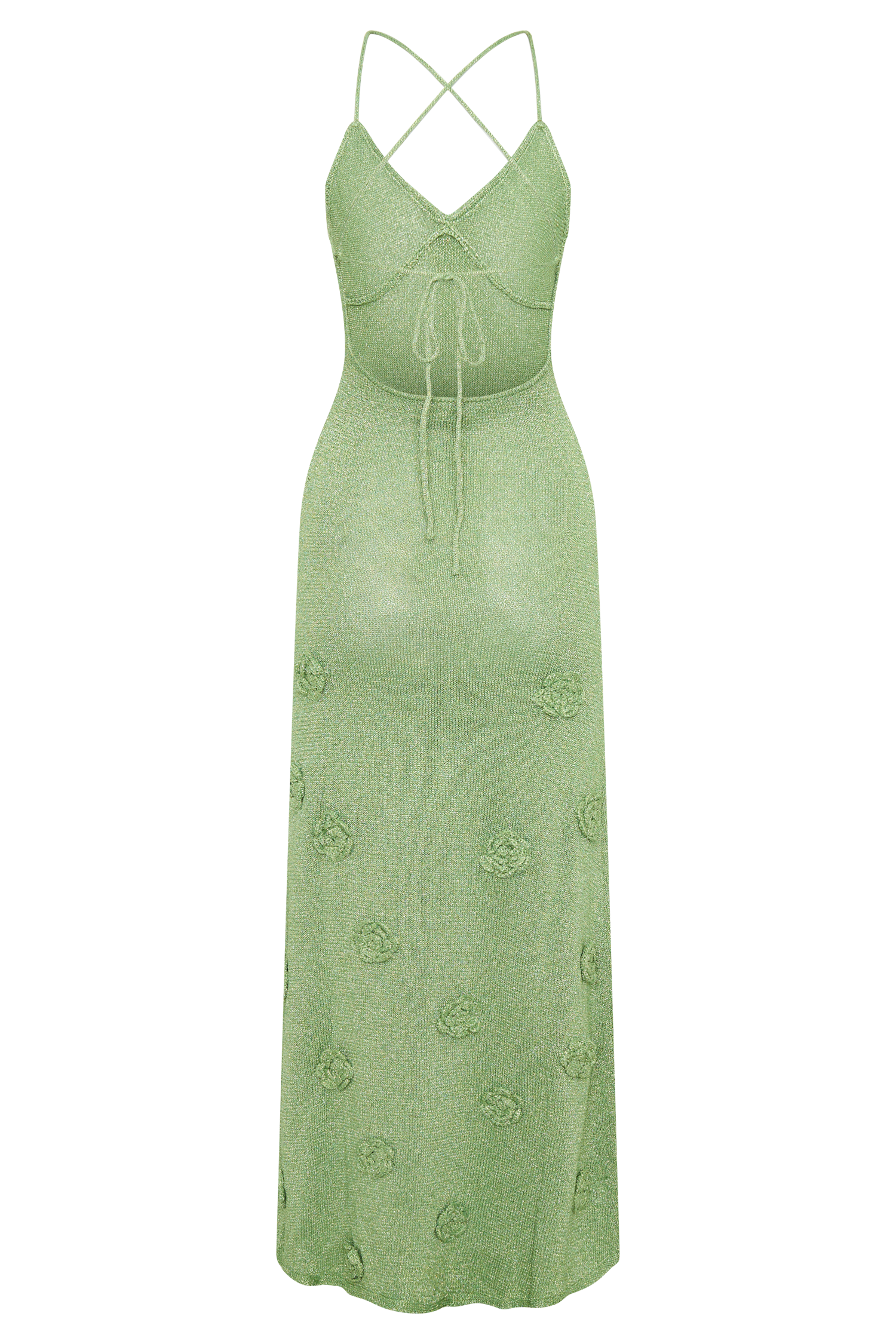 Suki Metalik Örgü Maxi Elbise - Pastel Yeşil