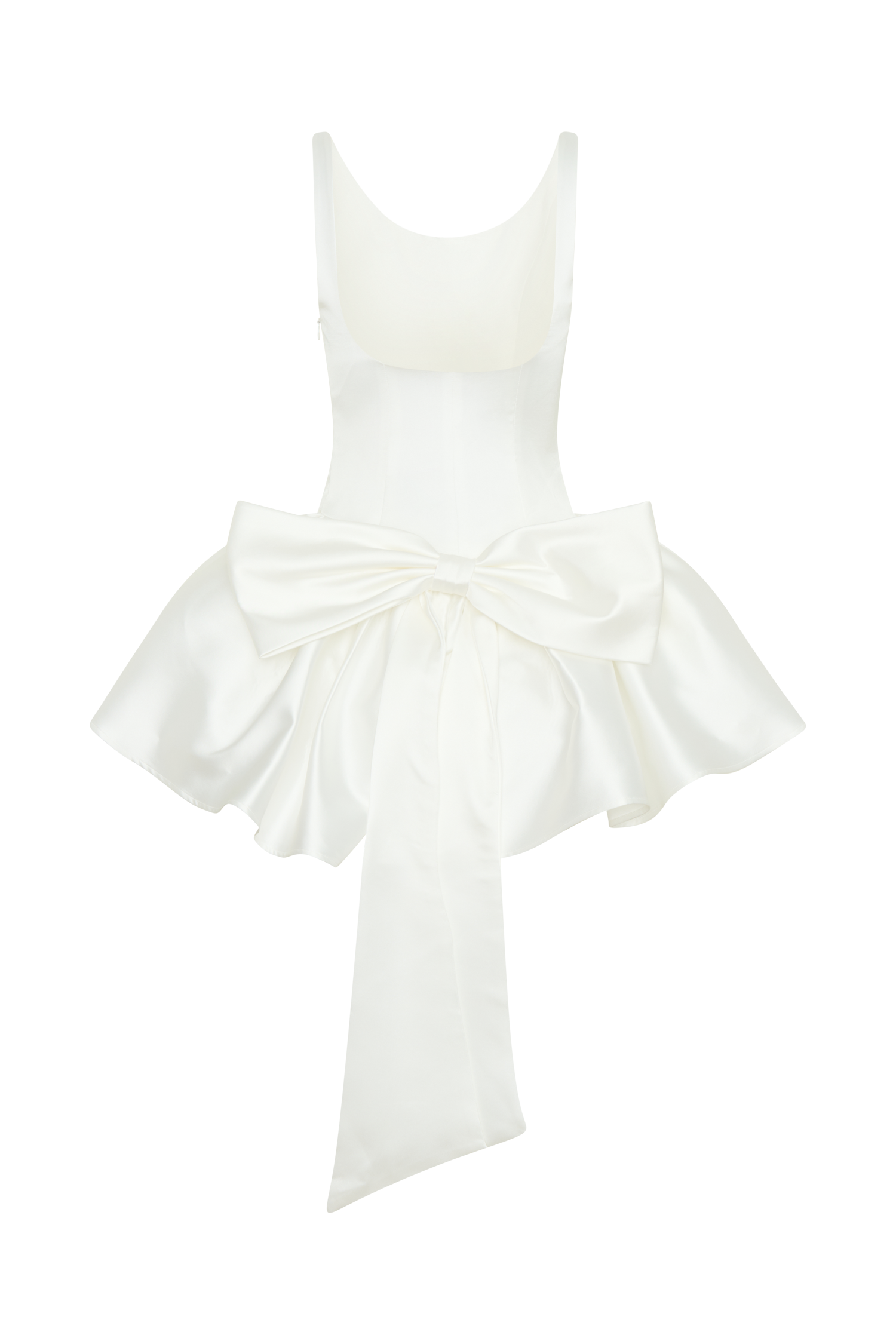 Felicia Fiyonklu Saten Mini Elbise - Beyaz