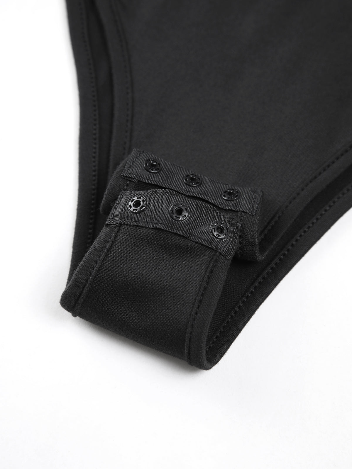 Kalp Yaka Uzun Kollu Bodysuit Siyah Yama İşi